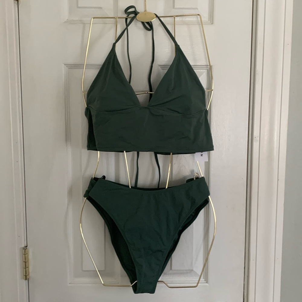 Kendall & Kylie Deep Green Halter Bikini Set